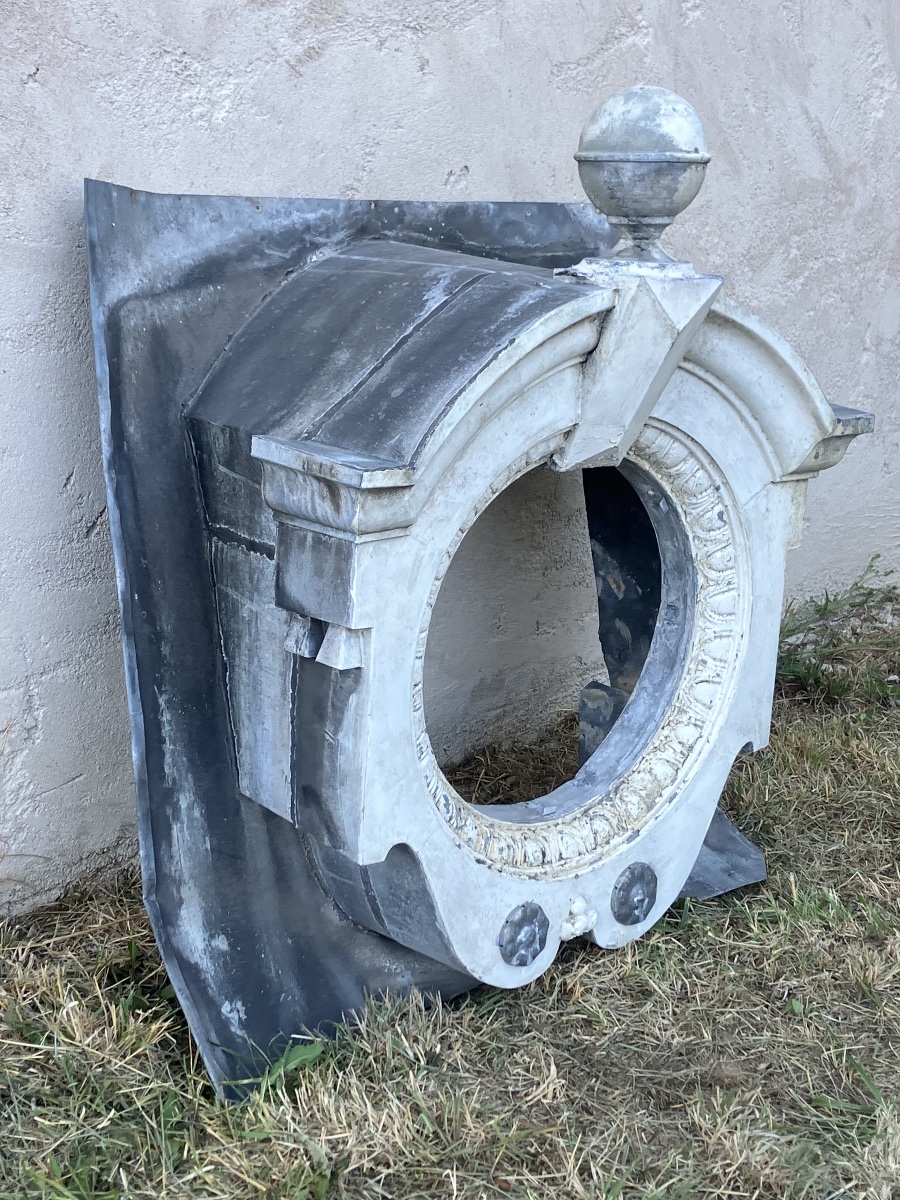19th-century Zinc Bull's-eye, Garden Ornament, Architectural Element