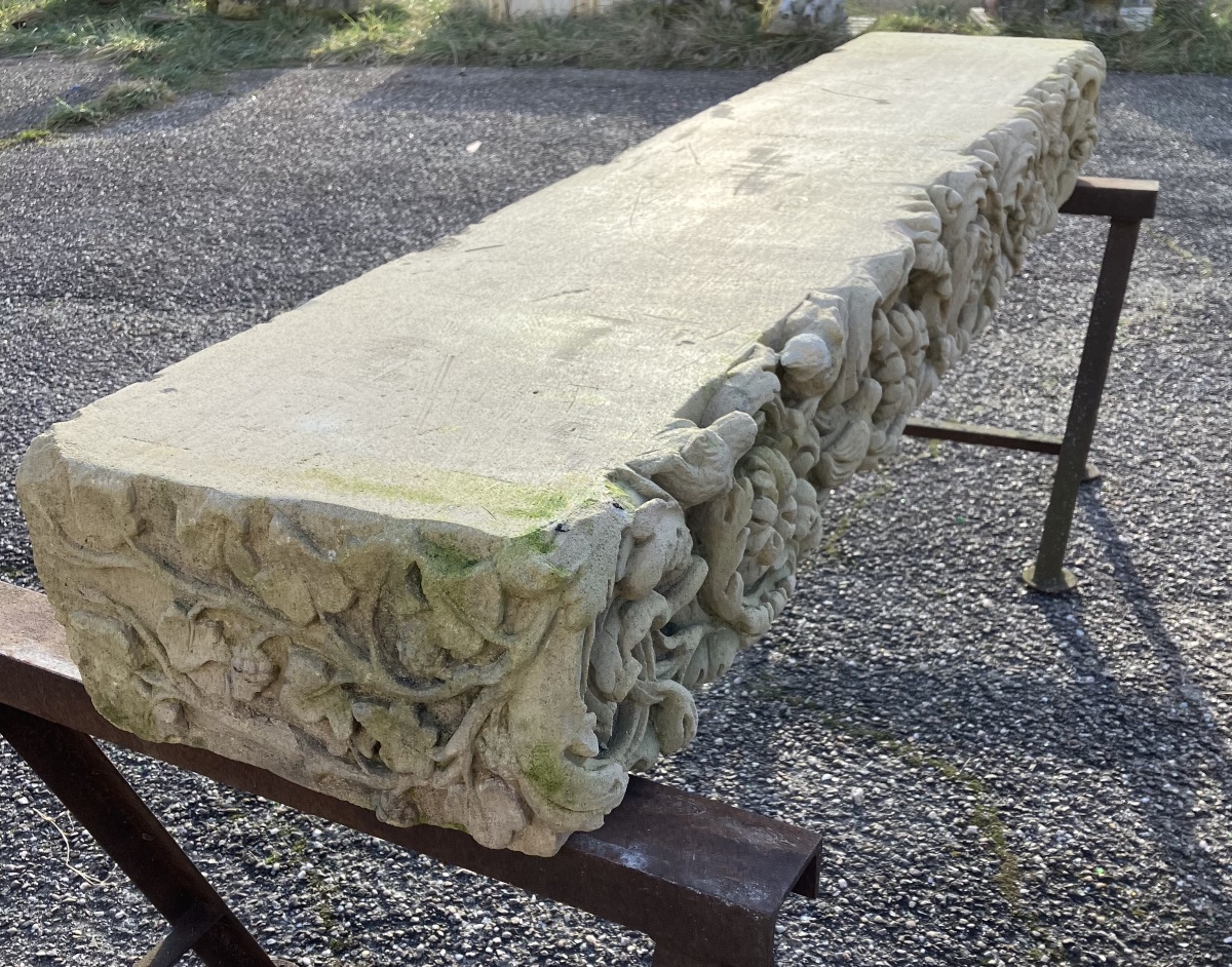 16th-century Caen Stone Lintel; Carved Architectural Element; Coutances-photo-4