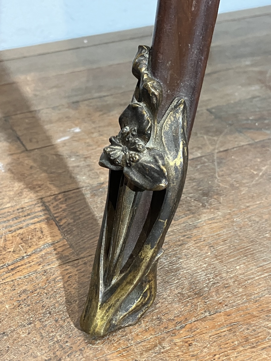 Louis Majorelle Gueridon en acajou et bois de serpent Bronzes aux  Sagittaires -photo-3