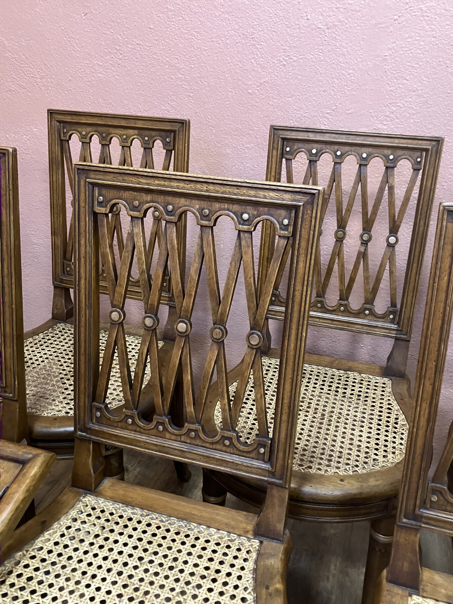 Set Of 12 Jacob-style Louis XVI Directoire Chairs In Light Mahogany-photo-3