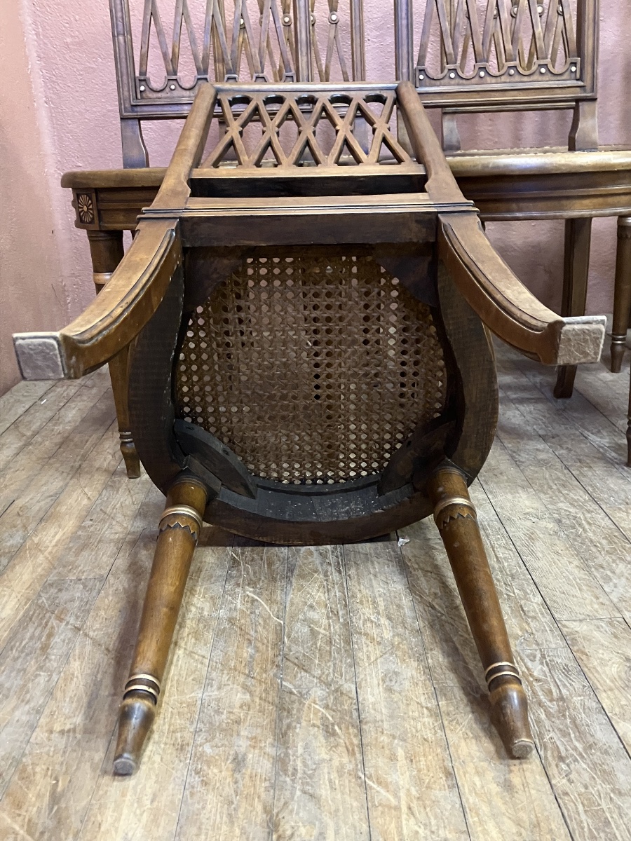 Set Of 12 Jacob-style Louis XVI Directoire Chairs In Light Mahogany-photo-4