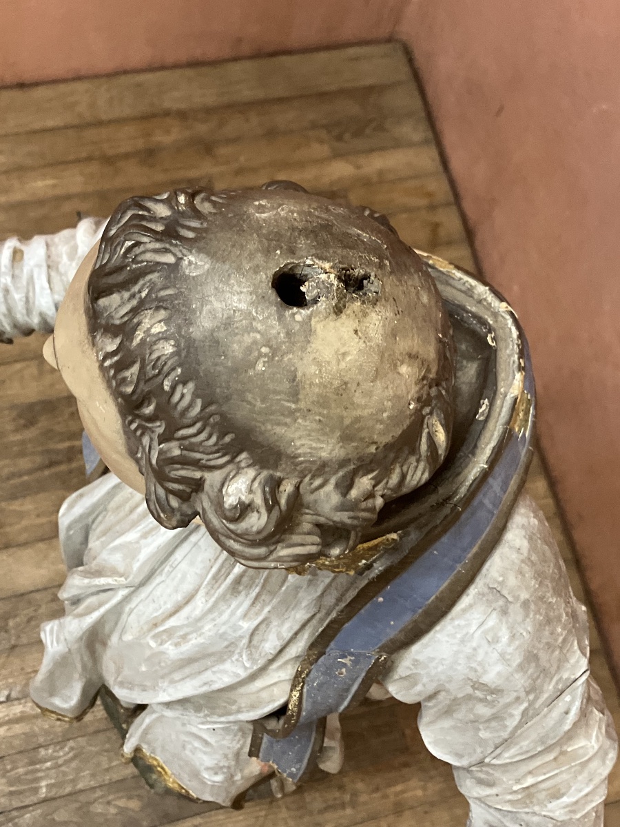 Saint Anthony Of Padua And The Miracle Of The Mule: Large 18th-century Wooden Statue, 131 Cm-photo-8