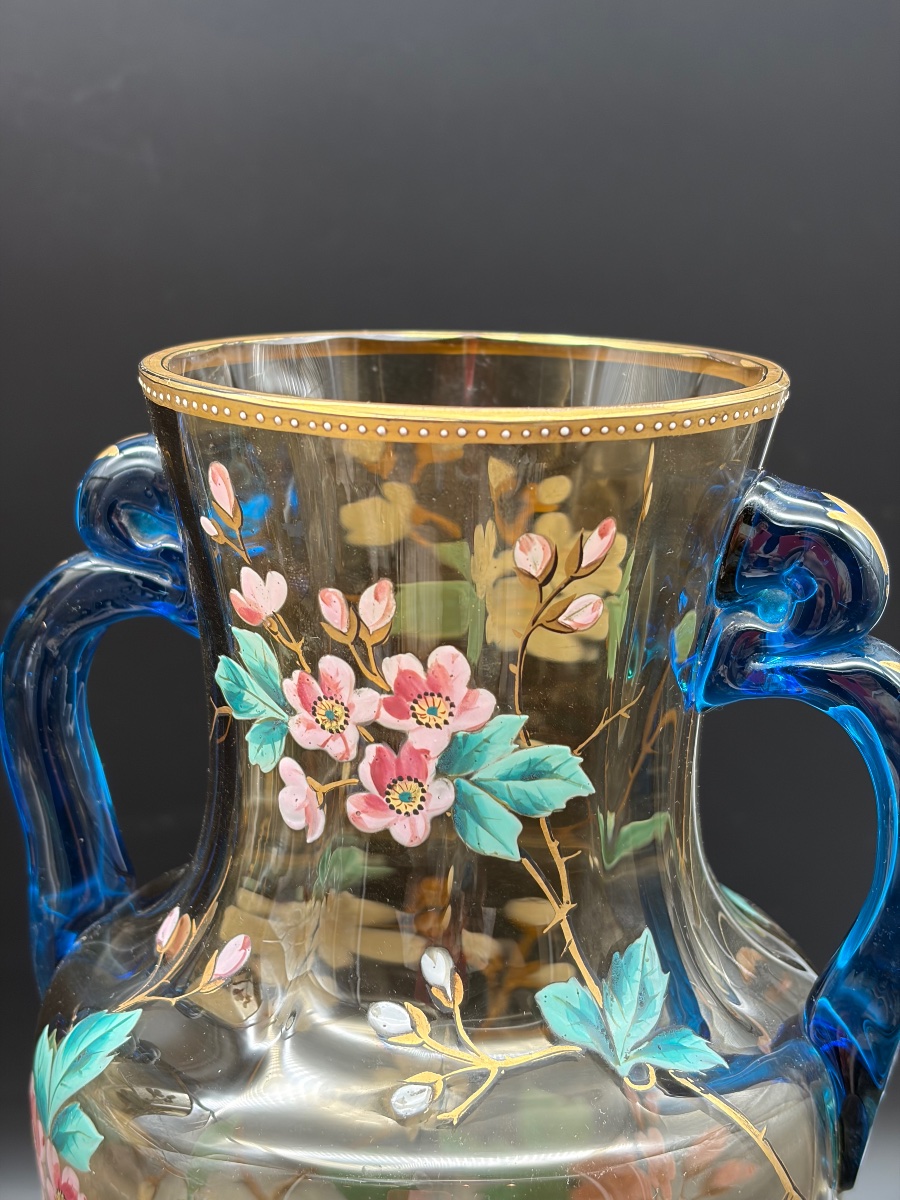 Paire de vases émaillés fleurs et abeilles dlg Legras art nouveau-photo-6