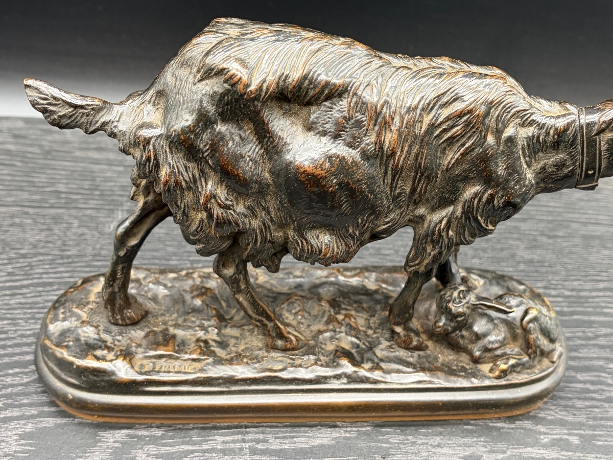 Emmanuel Fremiet Bronze animalier  Chèvre et son chevreau -photo-6