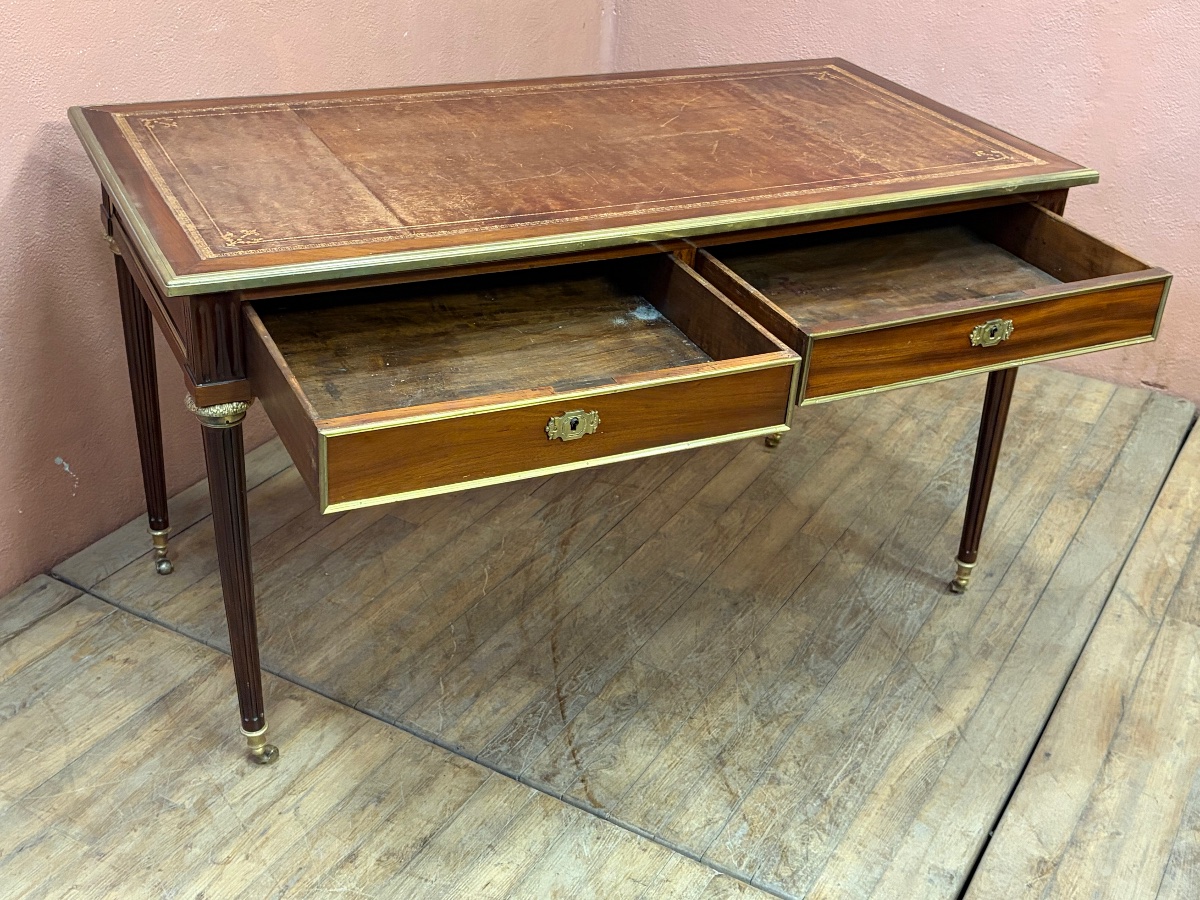Bureau plat Louis XVI en acajou -photo-2