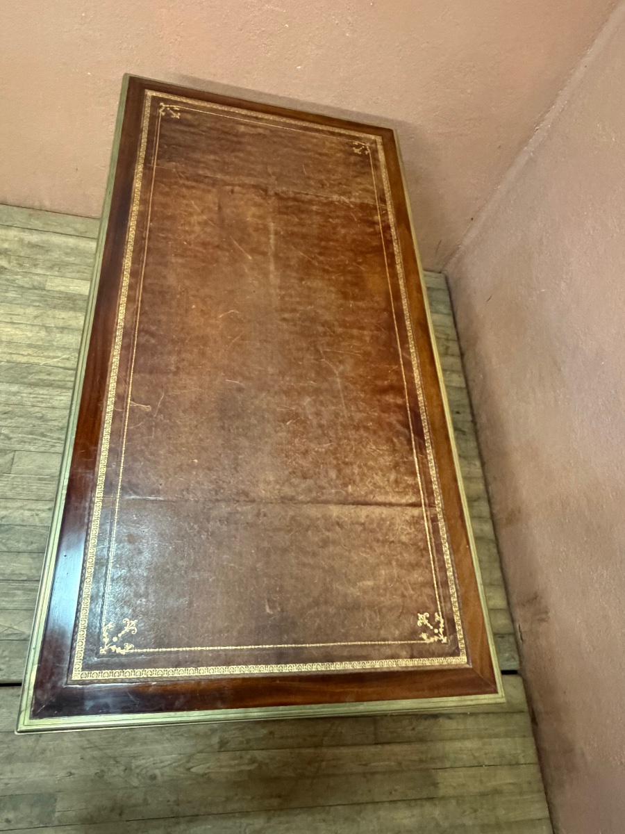 Bureau plat Louis XVI en acajou -photo-3