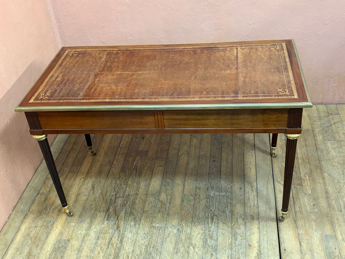 Bureau plat Louis XVI en acajou -photo-4
