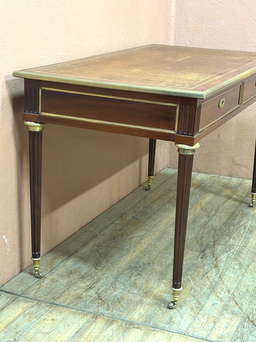Bureau plat Louis XVI en acajou -photo-2