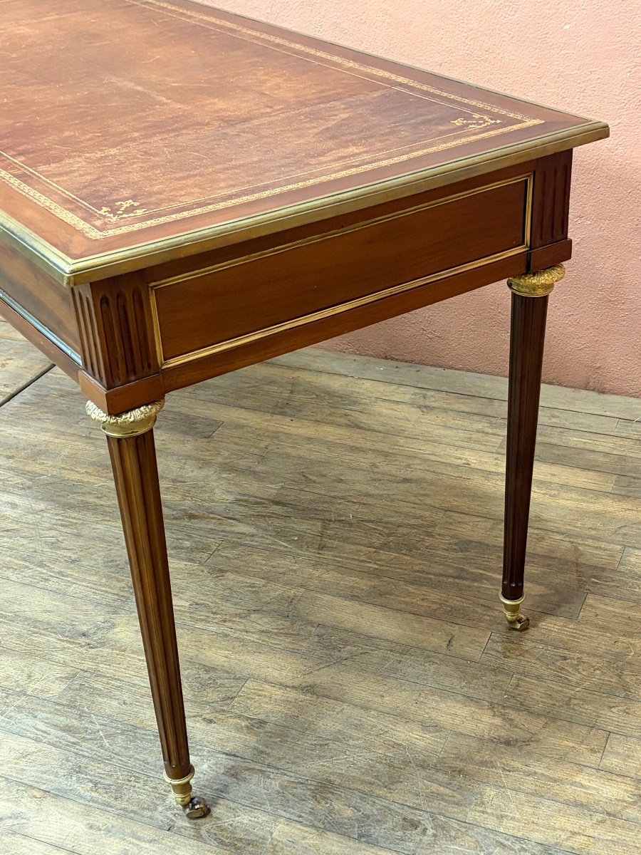 Bureau plat Louis XVI en acajou -photo-4