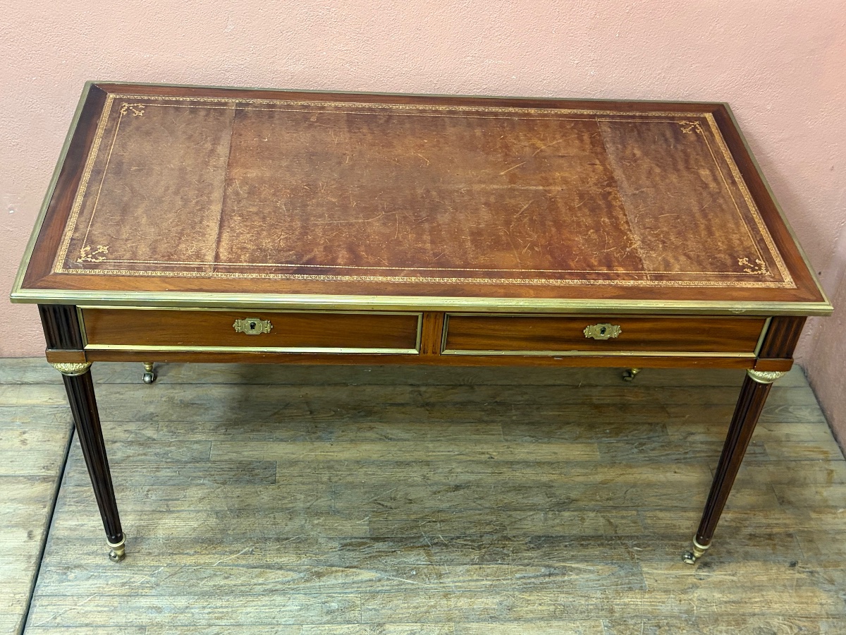 Bureau plat Louis XVI en acajou -photo-8