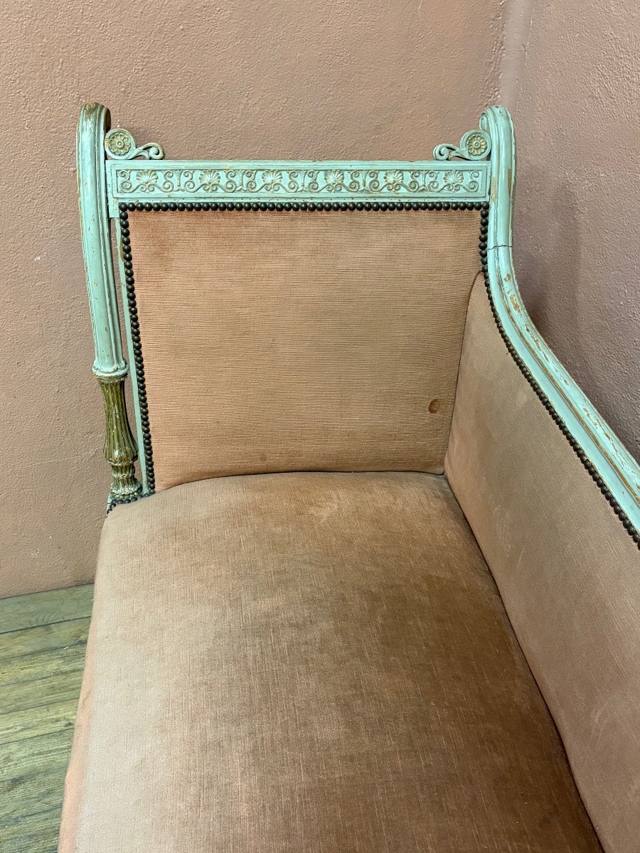 Louis XVI Directoire-style Recamier Bench In Lacquered And Gilded Wood -photo-4