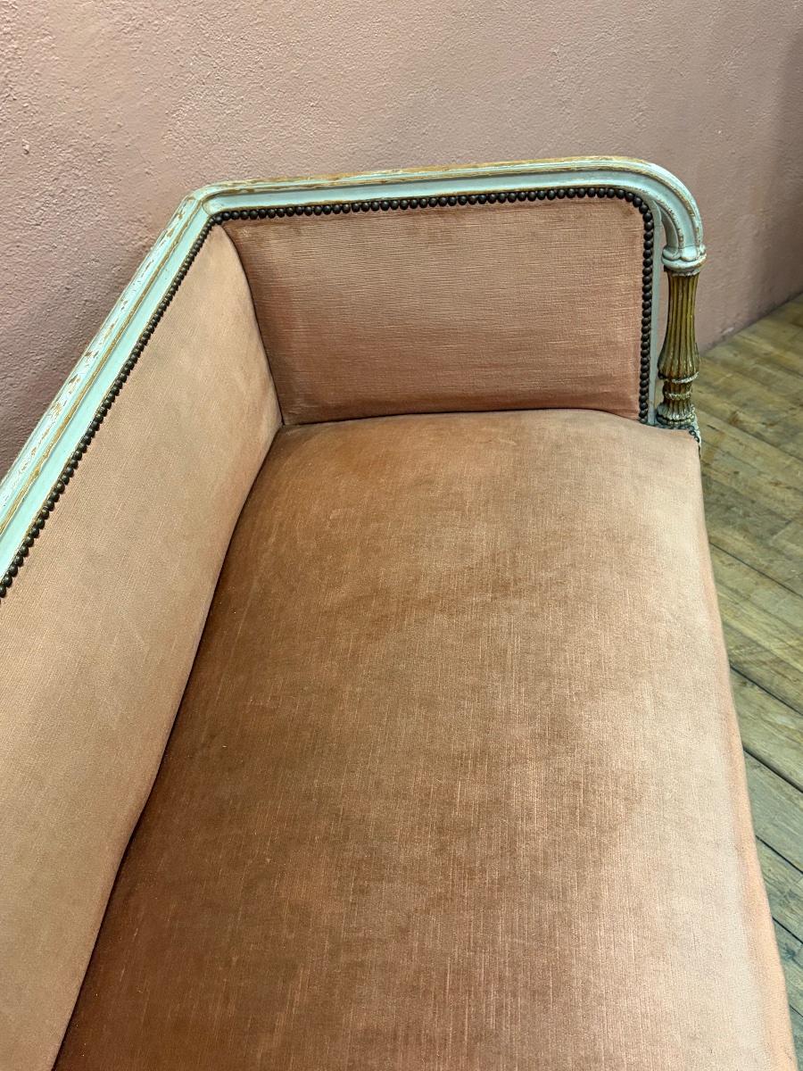 Louis XVI Directoire-style Recamier Bench In Lacquered And Gilded Wood -photo-5