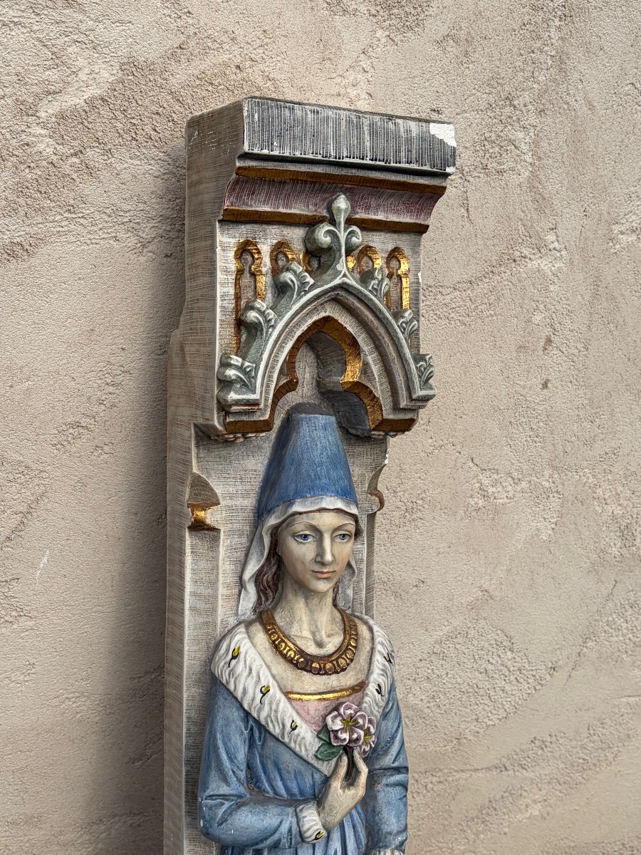 Pair Of Neo-gothic Fireplace Jambs Made Of Polychrome Limestone -photo-4