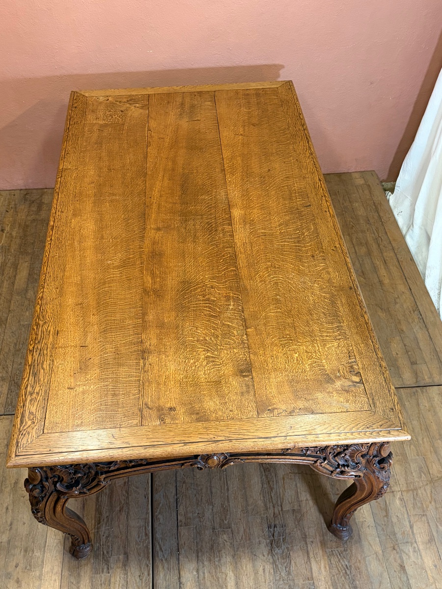 Large Louis XV Table With A 240 X 124 Cm Oak Top From The 19th Century, For A Dining Room Or Kitchen -photo-3