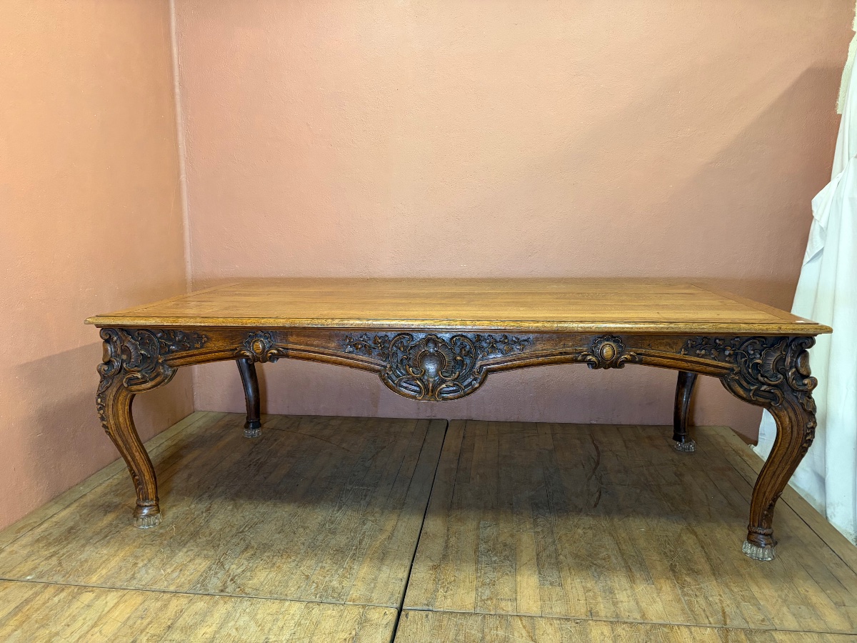 Large Louis XV Table With A 240 X 124 Cm Oak Top From The 19th Century, For A Dining Room Or Kitchen -photo-4