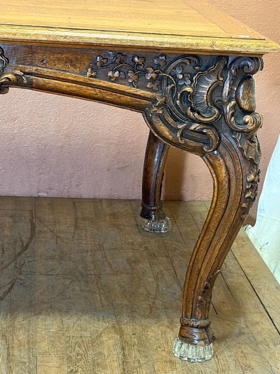 Large Louis XV Table With A 240 X 124 Cm Oak Top From The 19th Century, For A Dining Room Or Kitchen -photo-3