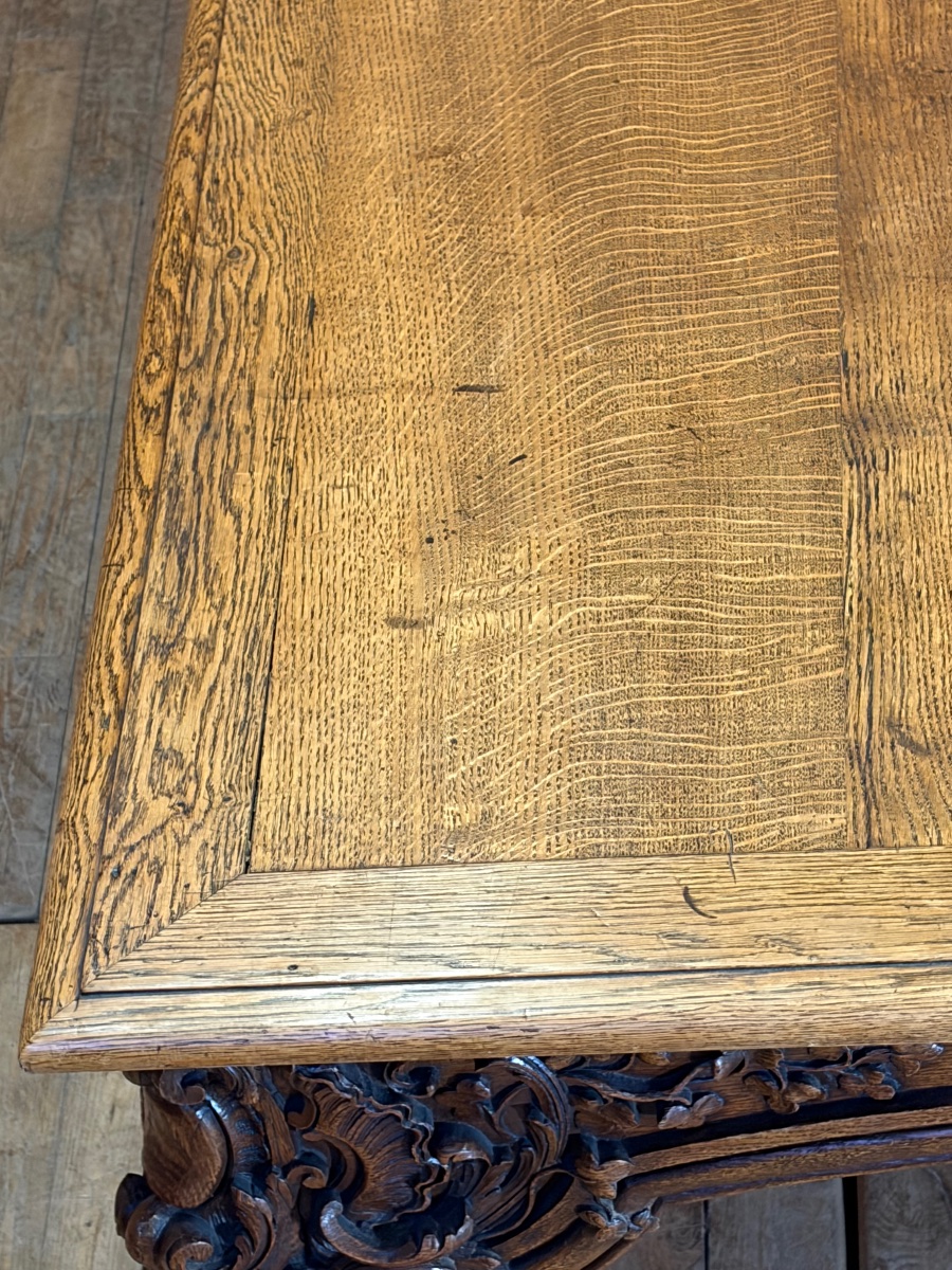 Large Louis XV Table With A 240 X 124 Cm Oak Top From The 19th Century, For A Dining Room Or Kitchen -photo-4