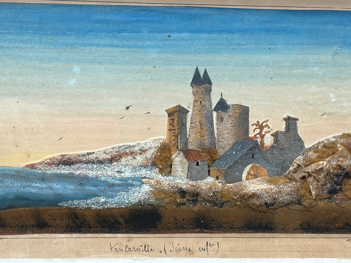 Diorama Of The Château De Tancarville In Seine-inférieure, 19th Century-photo-5
