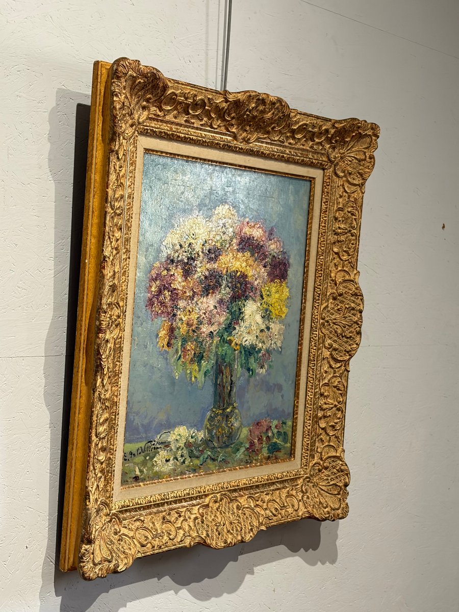 Emmanuel De La Villéon (1858–1944) Bouquet Of Flowers-photo-3