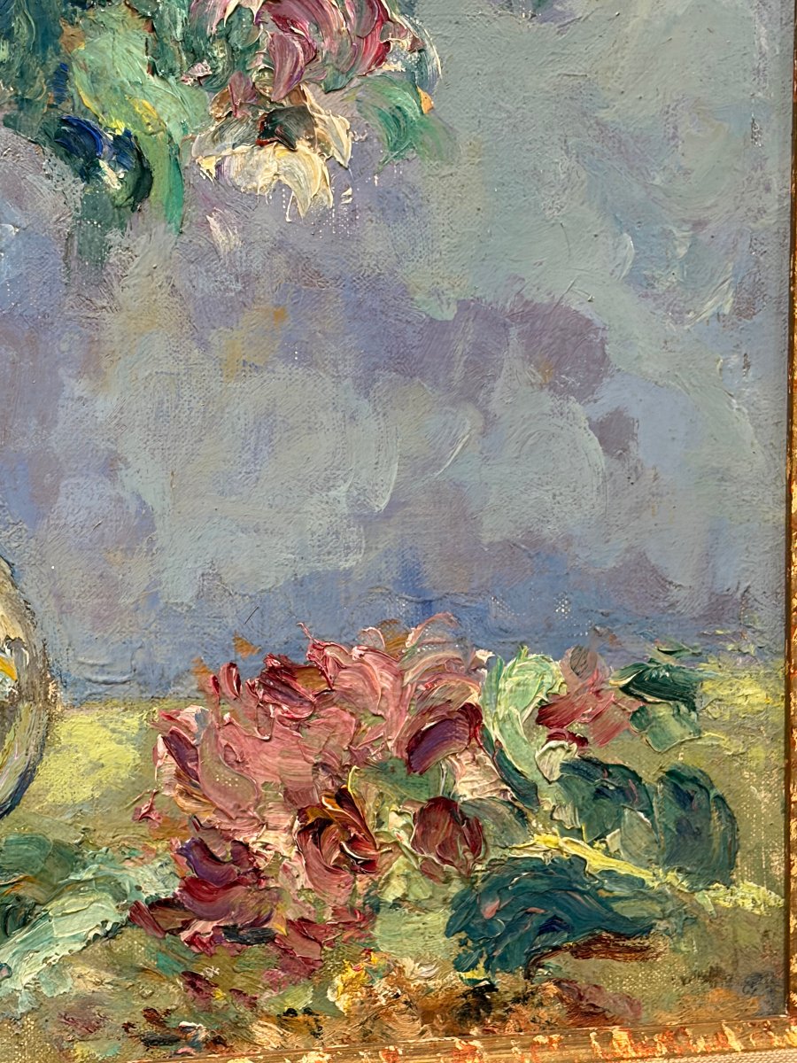 Emmanuel De La Villéon (1858–1944) Bouquet Of Flowers-photo-3