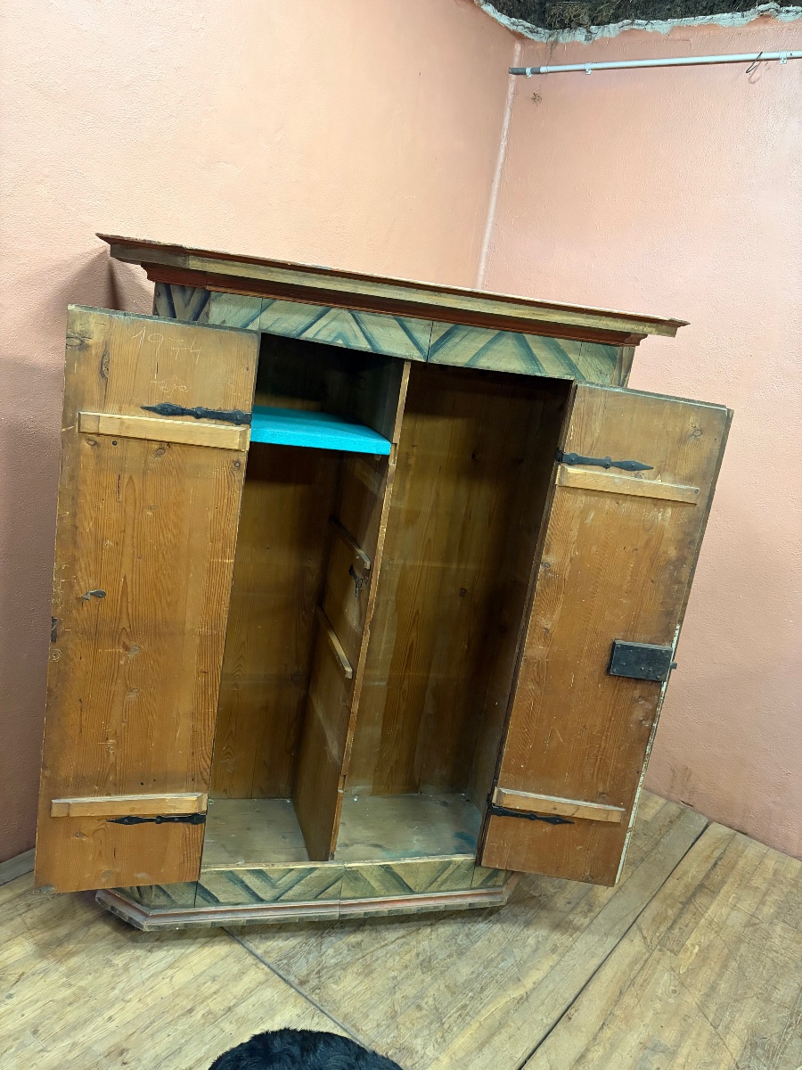 Armoire en sapin polychrome début 19eme Alsace Savoie meuble de montagne -photo-5