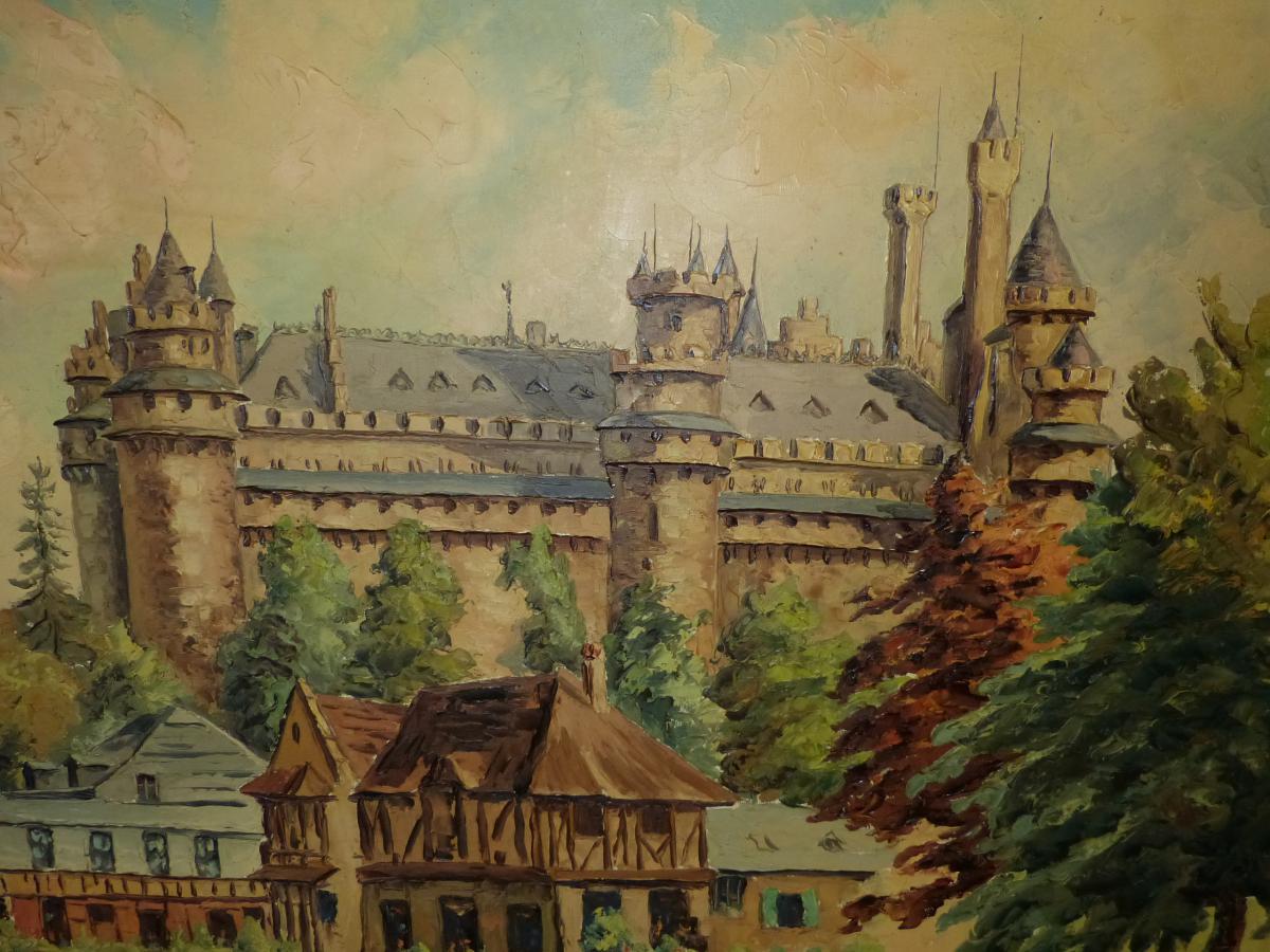 Vincent Cermignani Big Oil On Canvas Chateau De Pierrefonds Oise-photo-1