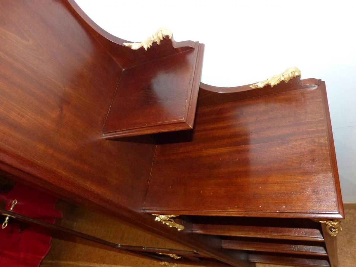 Vitrine Art Nouveau En Acajou Et Bronzes Décor Chardons-photo-1