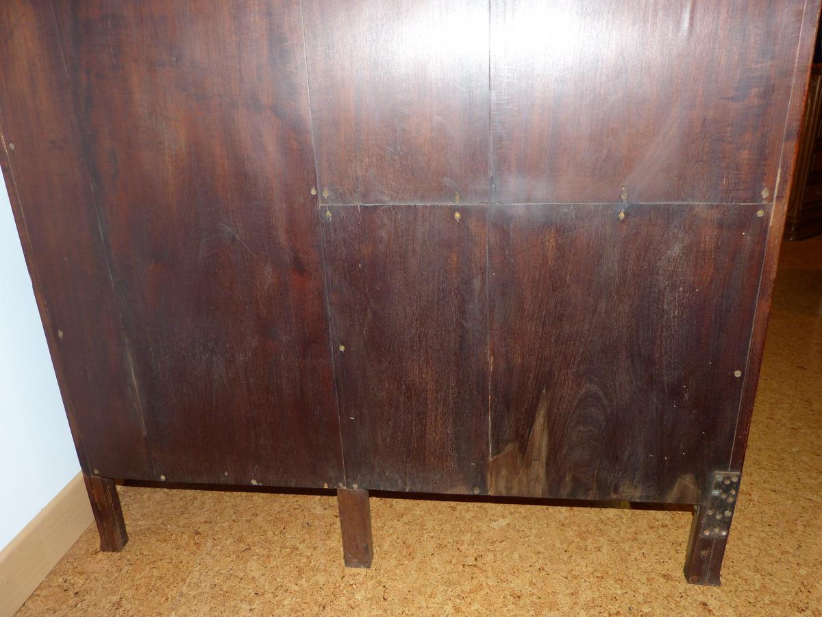 Vitrine Art Nouveau En Acajou Et Bronzes Décor Chardons-photo-7