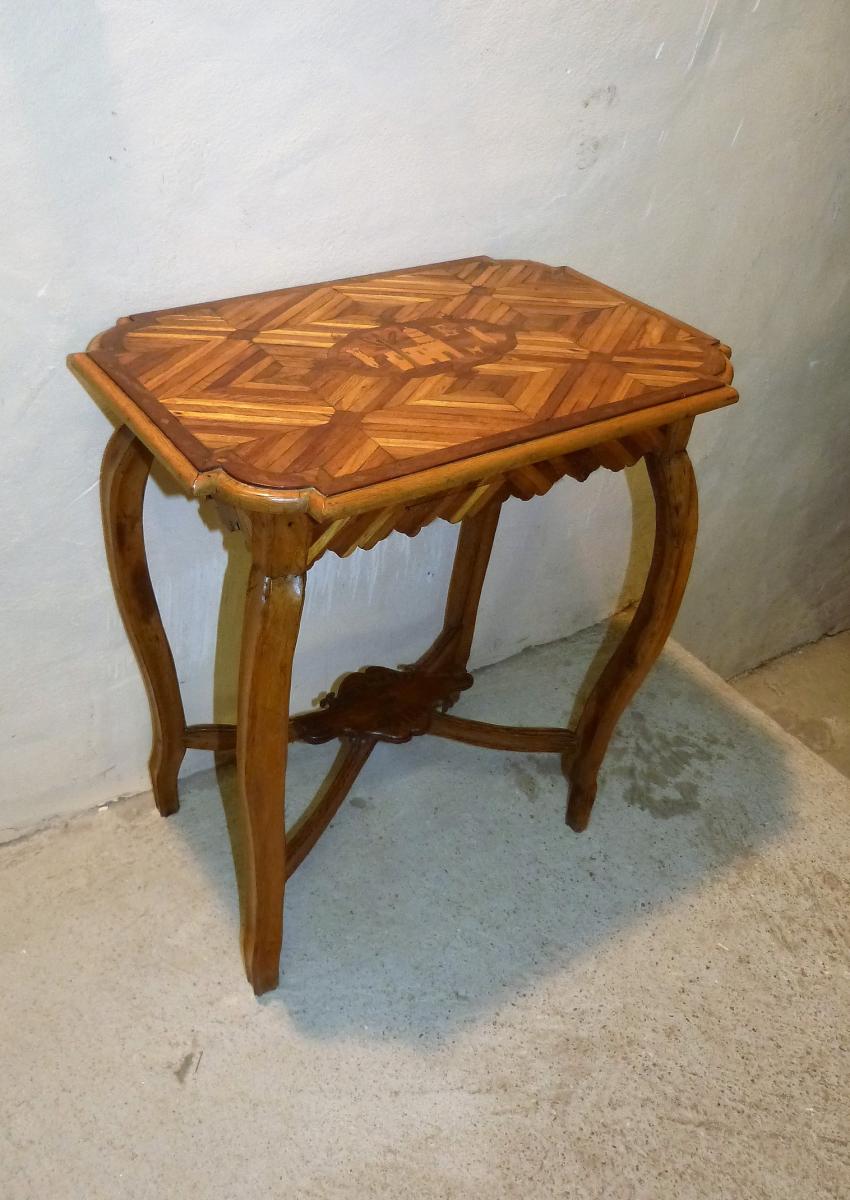 Small Orientalist Marquetry Table Souvenir De Biskra Algeria Colony