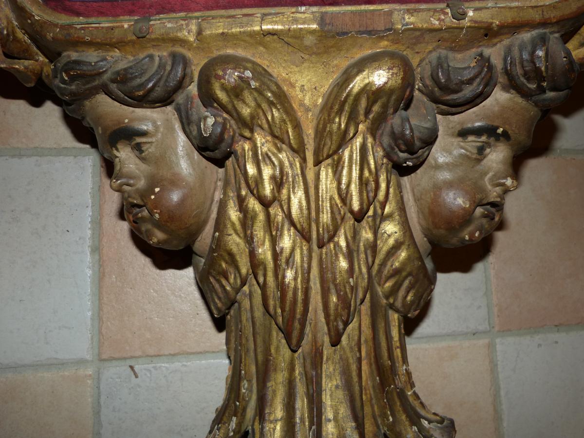 Great Reliquary In Golden Wood 60 Cm Epoque 18th-photo-3