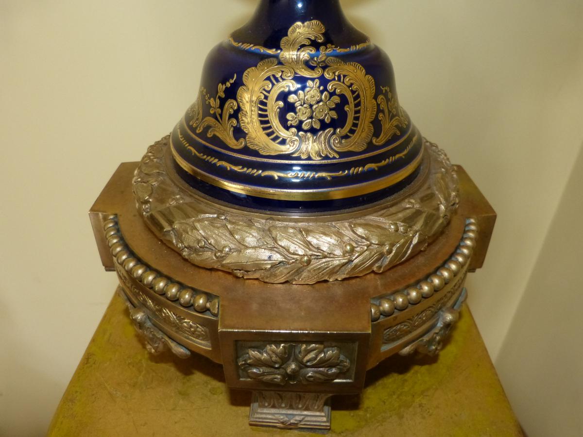 Large Porcelain Vase Napoleon 3 And Gilt Bronze Sèvres Style-photo-4