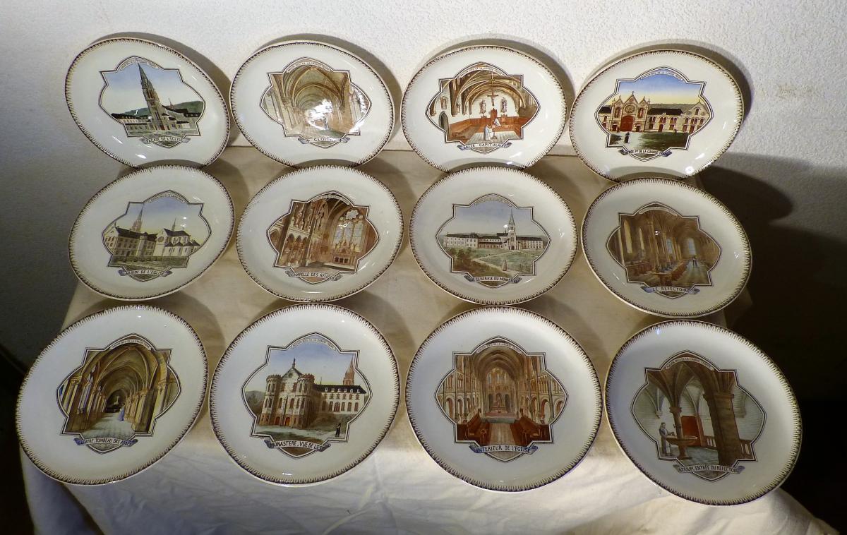 Notre Dame De La Trappe, Series Of 12 Plates In Earthenware