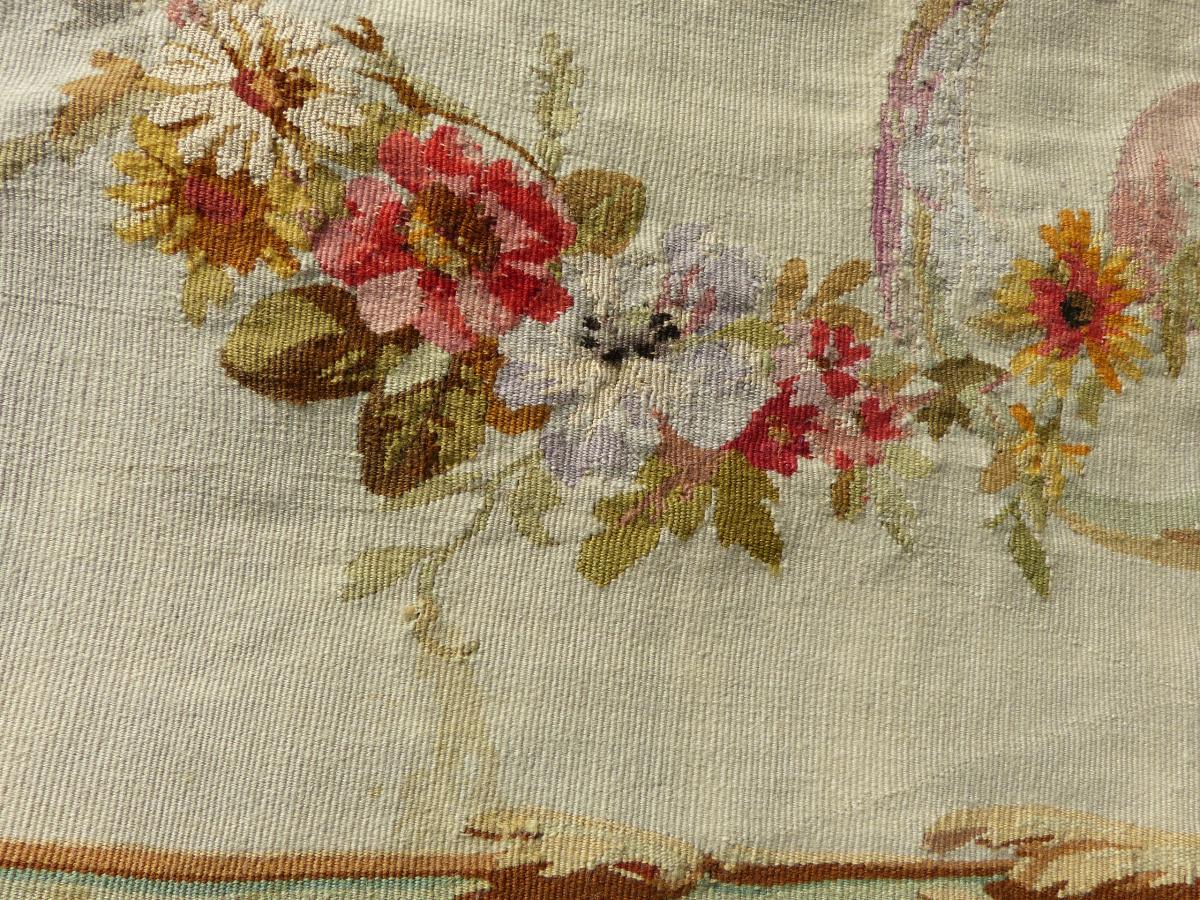 Aubusson Tapestries 19th, Flower Pattern Sofa Trim-photo-1