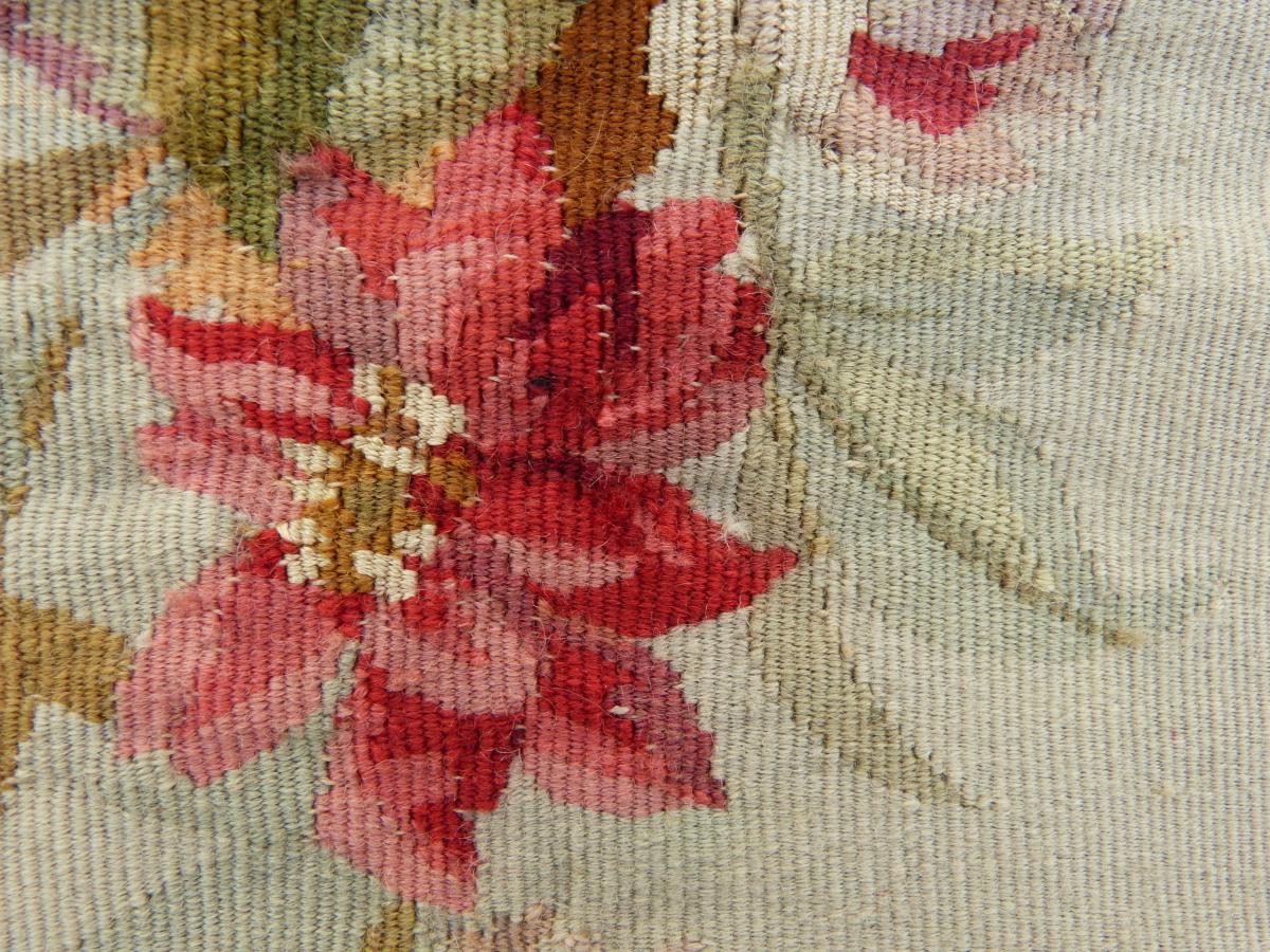 Aubusson Tapestries 19th, Flower Pattern Sofa Trim-photo-3