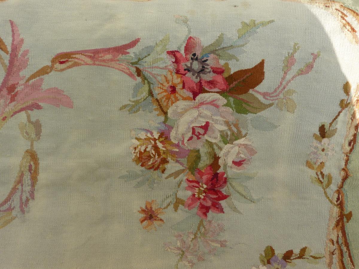 Aubusson Tapestries 19th, Flower Pattern Sofa Trim-photo-4