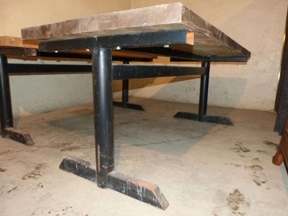Deux Grandes Tables d'Atelier 197 Cm ,pieds Métal Plateaux épais-photo-4