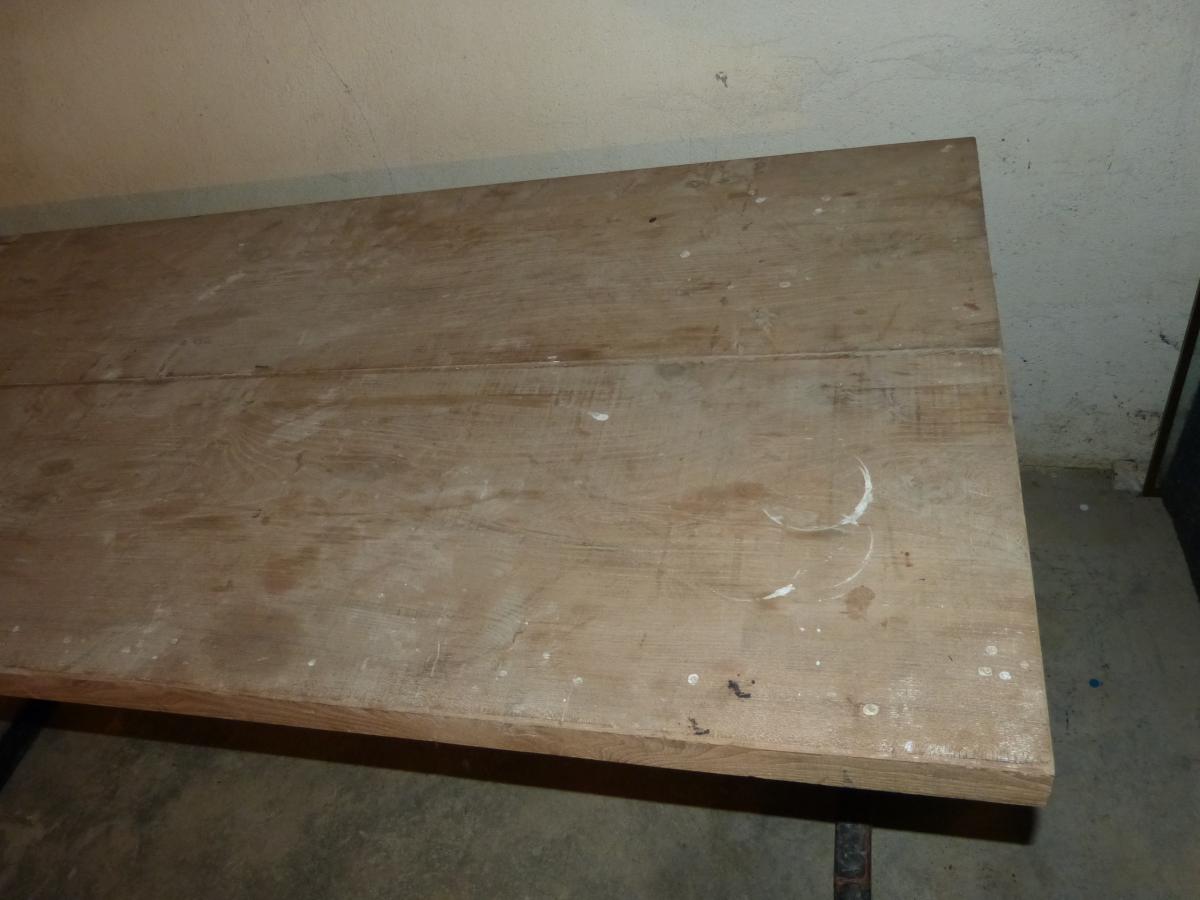 Deux Grandes Tables d'Atelier 197 Cm ,pieds Métal Plateaux épais-photo-8