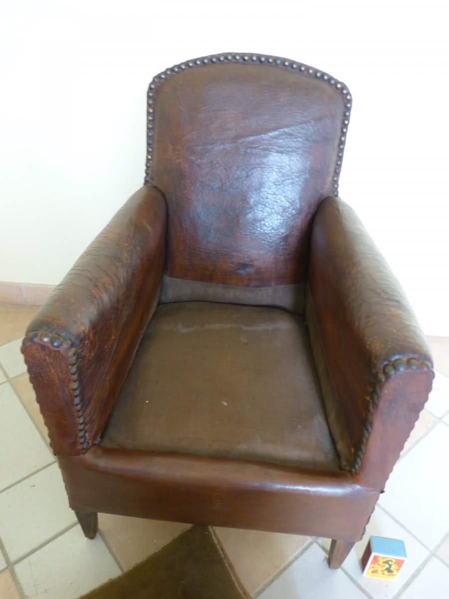 Petit Fauteuil Club Cuir d'Enfant-photo-3