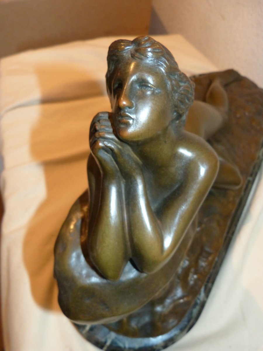 Bronze Art Nouveau Bather On A Rock Lorelei-photo-3