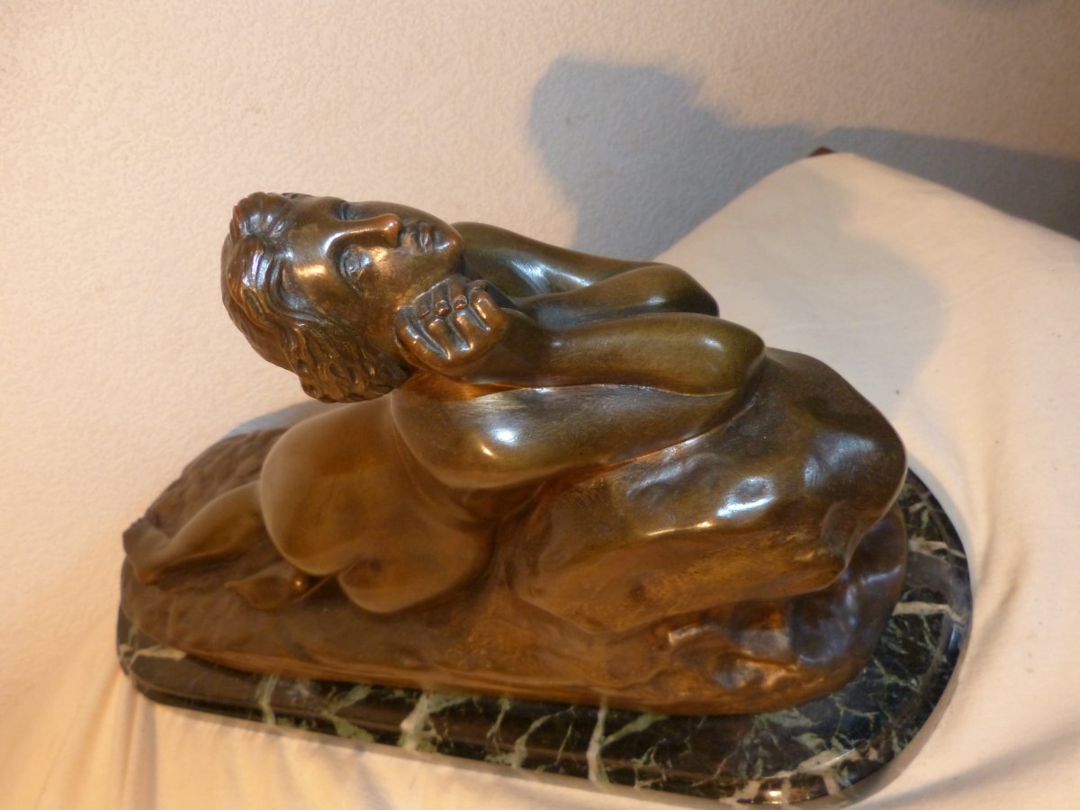 Bronze Art Nouveau Bather On A Rock Lorelei-photo-3