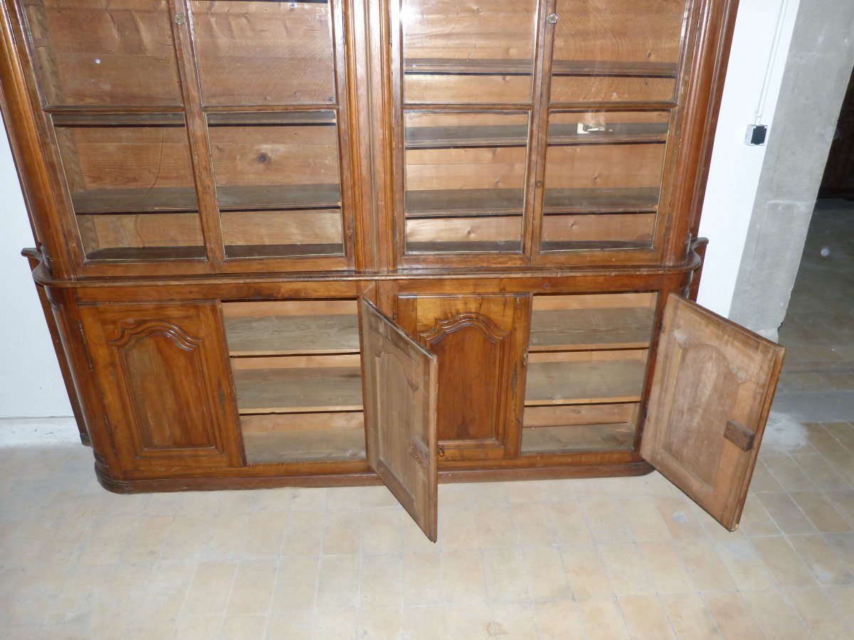 Large Woodwork Library 8 Doors Fruit Wood 19th-photo-4