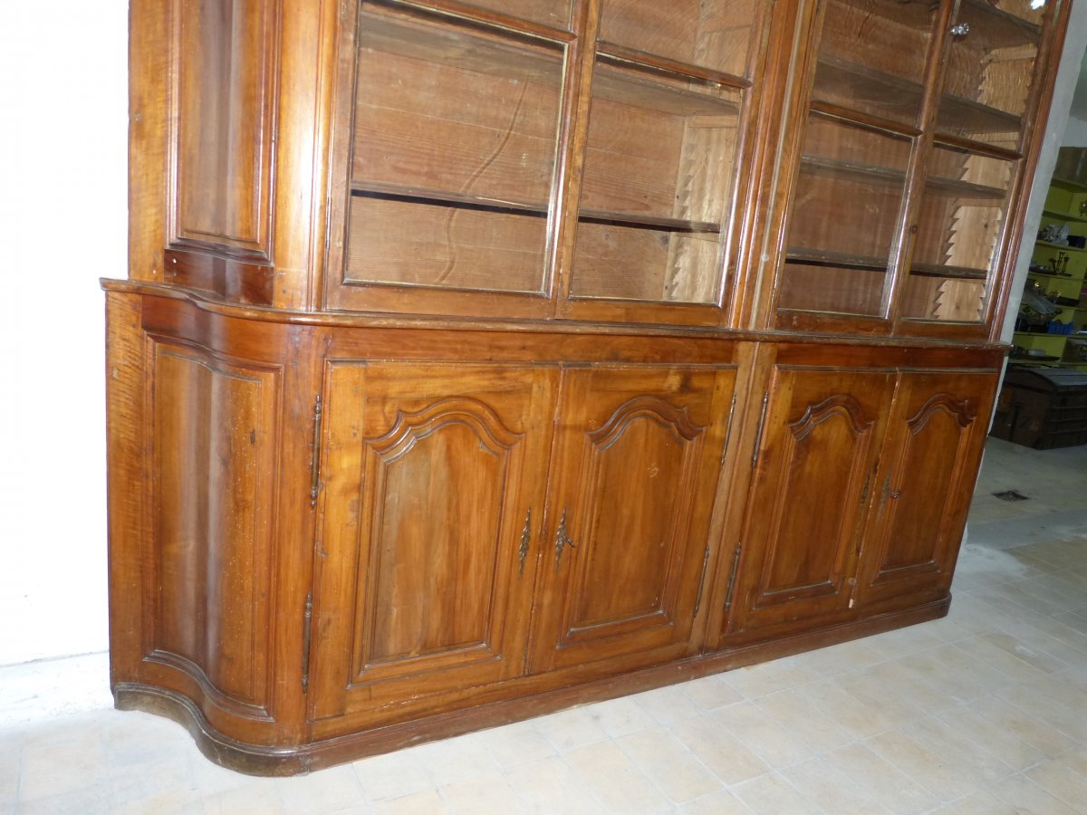 Large Woodwork Library 8 Doors Fruit Wood 19th-photo-6