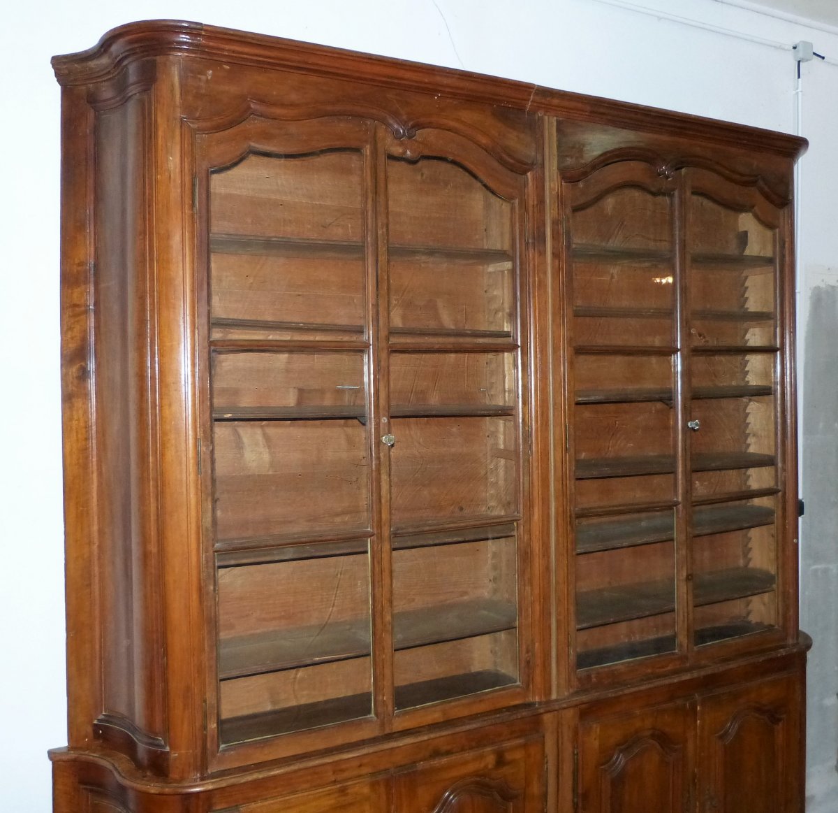 Large Woodwork Library 8 Doors Fruit Wood 19th-photo-8