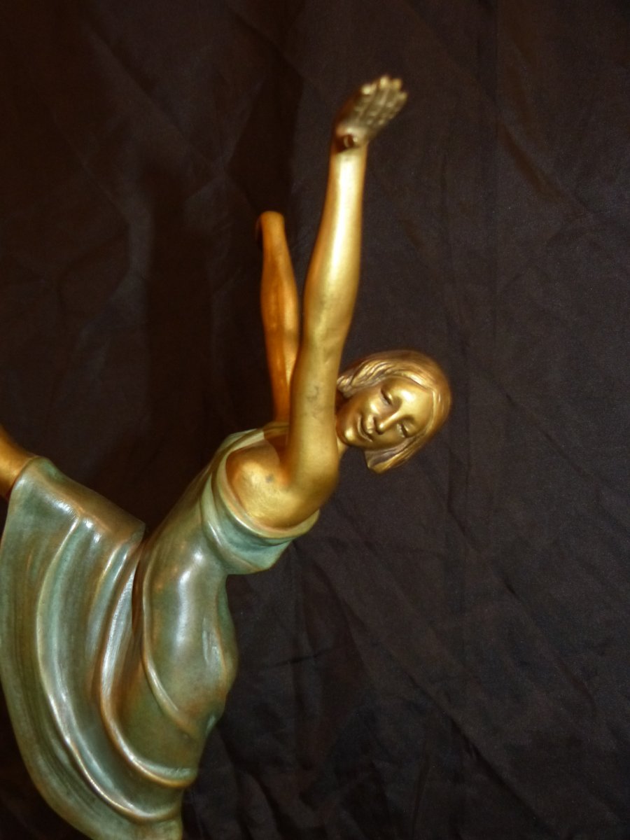 Samuel Lipchytz , Danseuse En Bronze Art Déco , 39 cm-photo-2