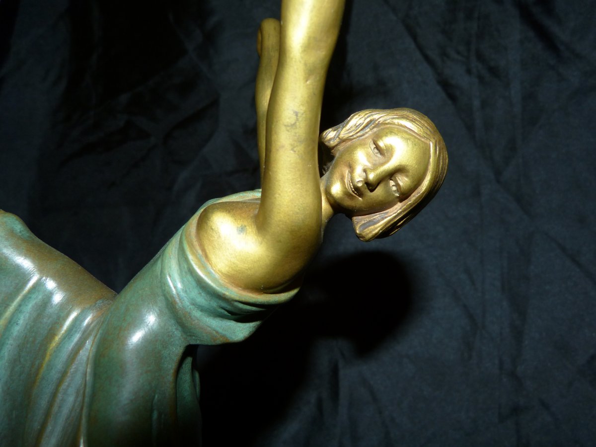 Samuel Lipchytz , Danseuse En Bronze Art Déco , 39 cm-photo-1