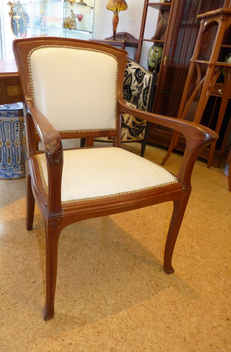 Edouard Diot, Office Chair Art Nouveau Mahogany