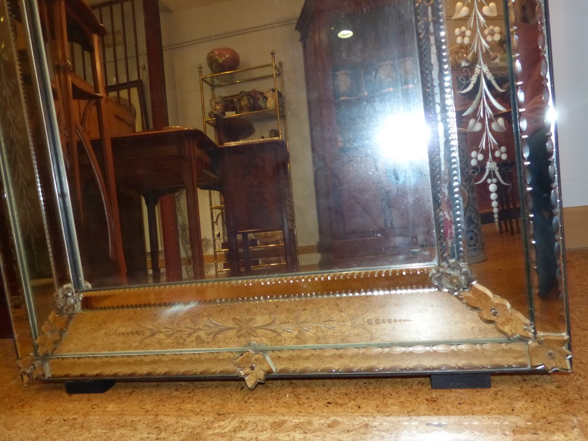 Large Venetian Mirror With Pediment And Bumper 136 Cm-photo-2