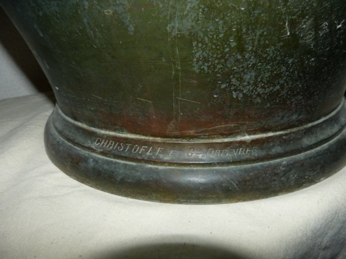 Christofle Et Cie Important  Cache Pot En Bronze Hauteur 50 Cm-photo-3