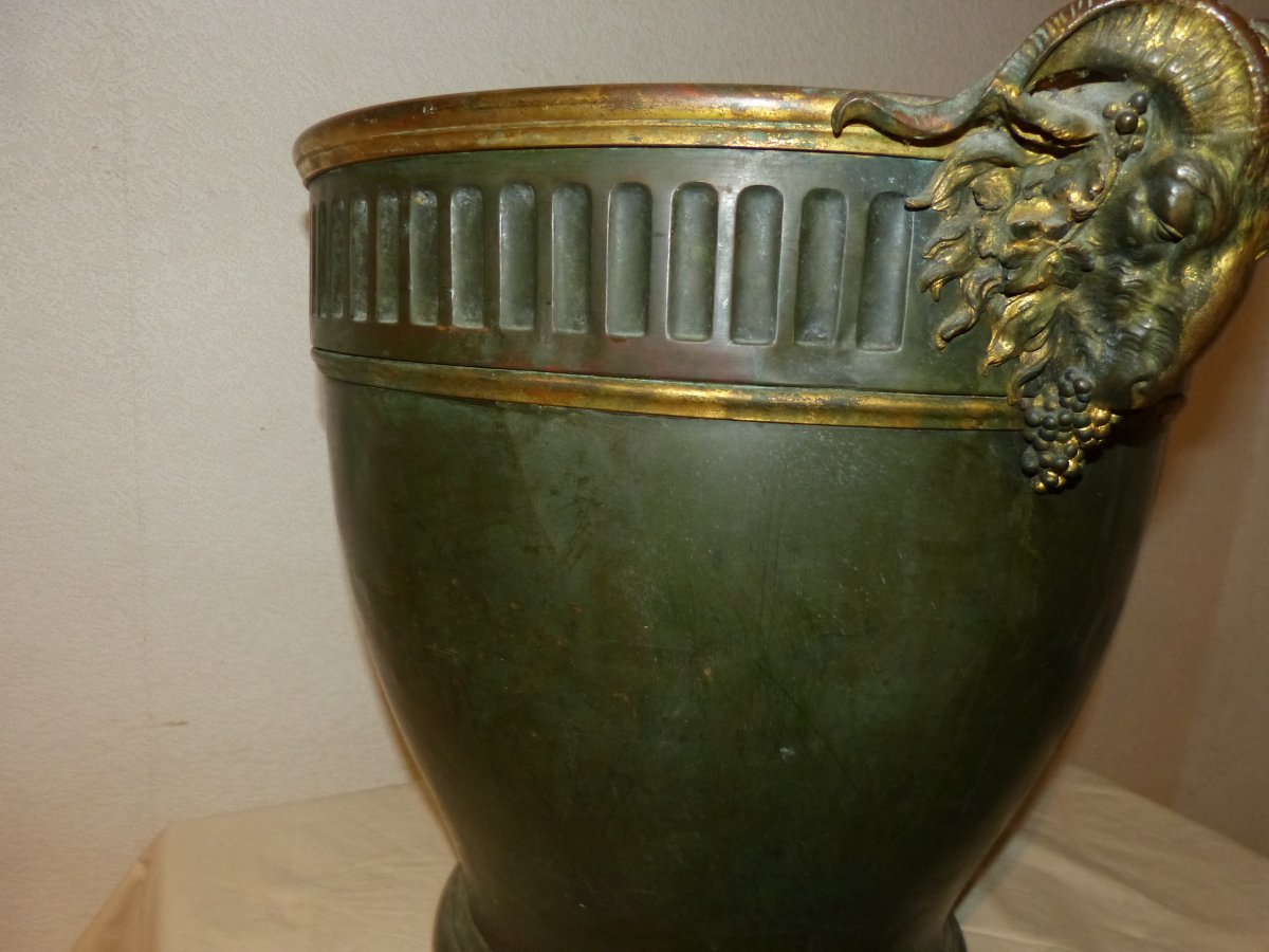 Christofle Et Cie Important  Cache Pot En Bronze Hauteur 50 Cm-photo-7
