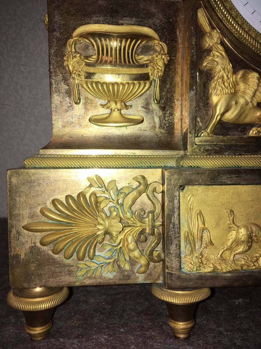 Pendule époque Louis XVI Diane Chasseresse. Bronze Doré -photo-7